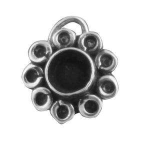 925 Sterling Silver Oxidized Flower Nose Pin with piercing