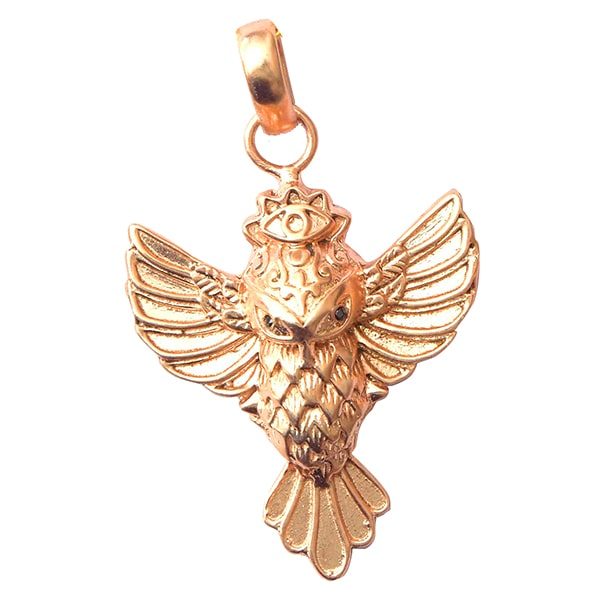 925 Sterling Silver Rose Gold Pleated Owl Pendant