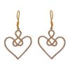 Fashion Celtic Wire Knot Heart Flash Gold Plating CZ Earring