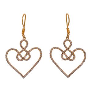 925 Sterling Silver Celtic Wire Knot Heart Flash Gold Plating CZ Earring