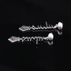 925 Sterling Silver Pen Nib Design Drop Earring Jewelry