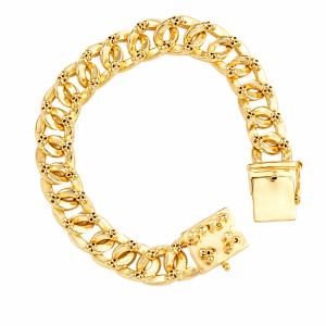 Gold Plated Skull Silver Bracelet Men’s Jewelry
