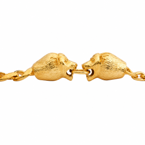 Lion Face Jewelry Gold Plated Men’s Silver Bracelet