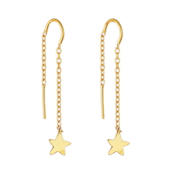 Gold Plated Star Earrings Guaranteed Full White Stone