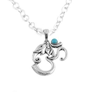 925 Sterling Silver Ganpati Om in Turquoise Pendant