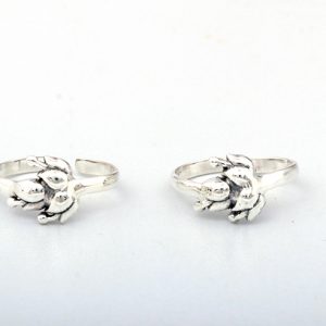 925 Sterling Silver Oxidized Leaf Design Toe Ring