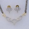 Multipurpose Gold Plated White CZ Designer Mangalsutra With Earrings