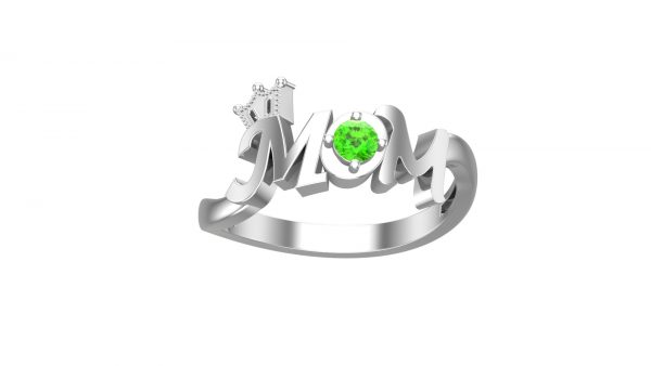 925 Silver Swarovski Stone MOM Ring With Crown For Mother's Day