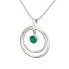 925 Sterling Silver Double Round Emerald Colour Stone Pendent For Mother's Day1