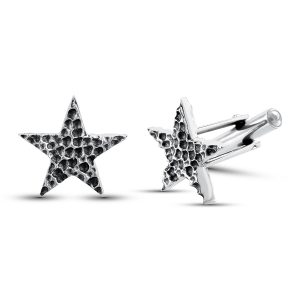 925 Silver Oxidized Star Cufflinks || Gem O Sparkle