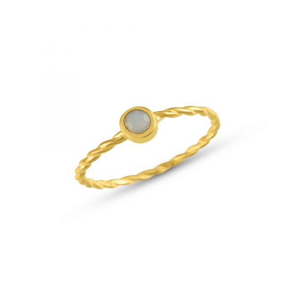 925 Silver Twist Gold Plated Ring With Swarovski Stone