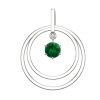 925 Silver Circle Emerald Colour Stone Pendent For Mother's Day