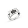 925 sterling silver black enamel heart design ring