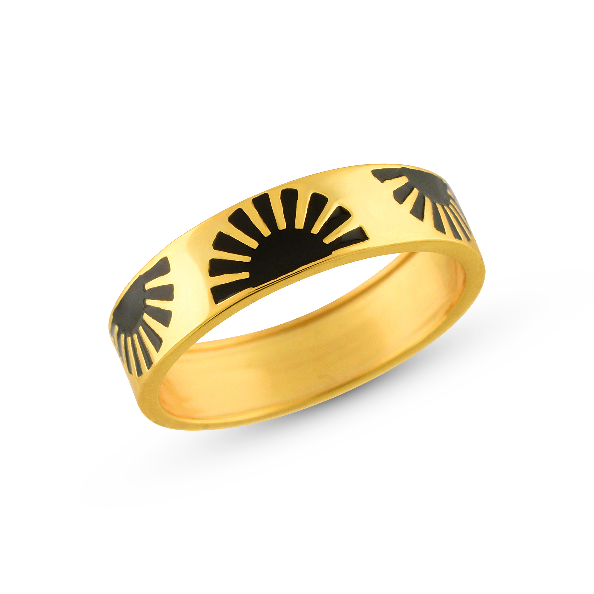 14KT Yellow Gold Wide Artistic Design Cigar Diamond-Cut Band Ring – LSJ