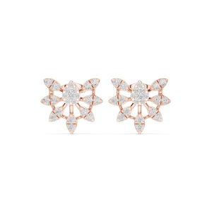 Rose Gold Plated Brass Floral Stud Earrings for Women
